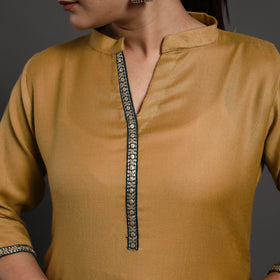 Buy Yellow Plain Merino Woolen Kurta for Women
