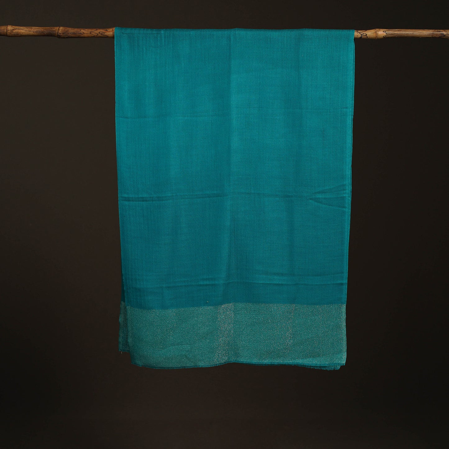 Plain Diamond Weave Fine Wool Zari Border Stole for Women 83