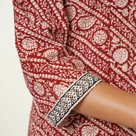 Red - Bagh Block Printed Cotton Kurta with Palazzo & Dupatta Set 14