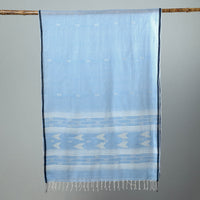 Blue - Burdwan Jamdani Cotton Handloom Stole with Tassels 06