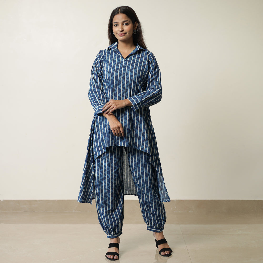 Blue - Indigo Hand Block Printed Cotton Co-Ord Set 16