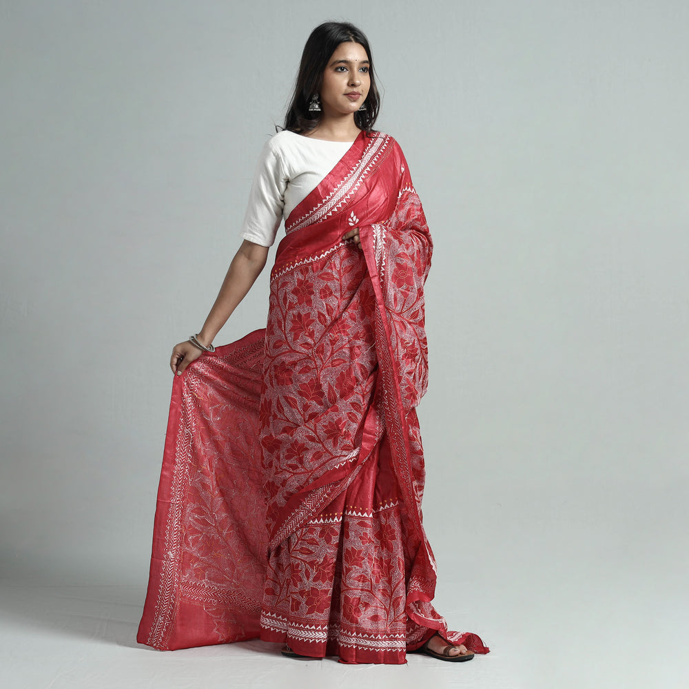 Kantha Embroidery Saree