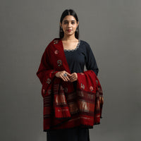 Red - Kutch Ahir Hand Embroidery Woollen Shawl 55