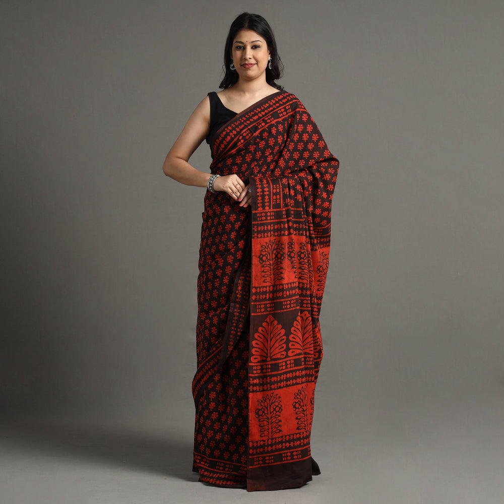 block printed saree