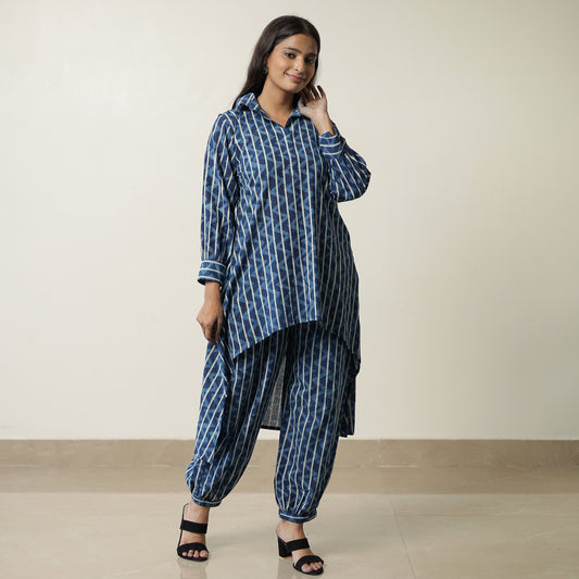 Blue - Indigo Hand Block Printed Cotton Co-Ord Set 16