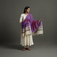 Purple - Block Printed Chanderi Silk Bagru Dupatta 30