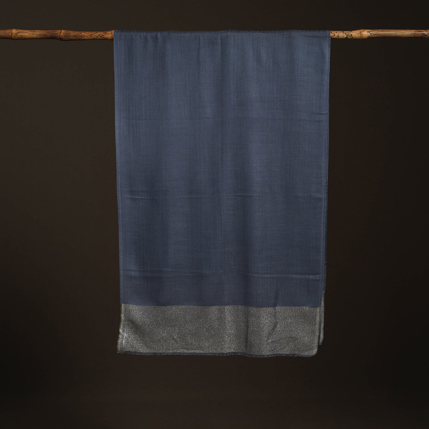 Plain Diamond Weave Fine Wool Zari Border Stole for Women 82