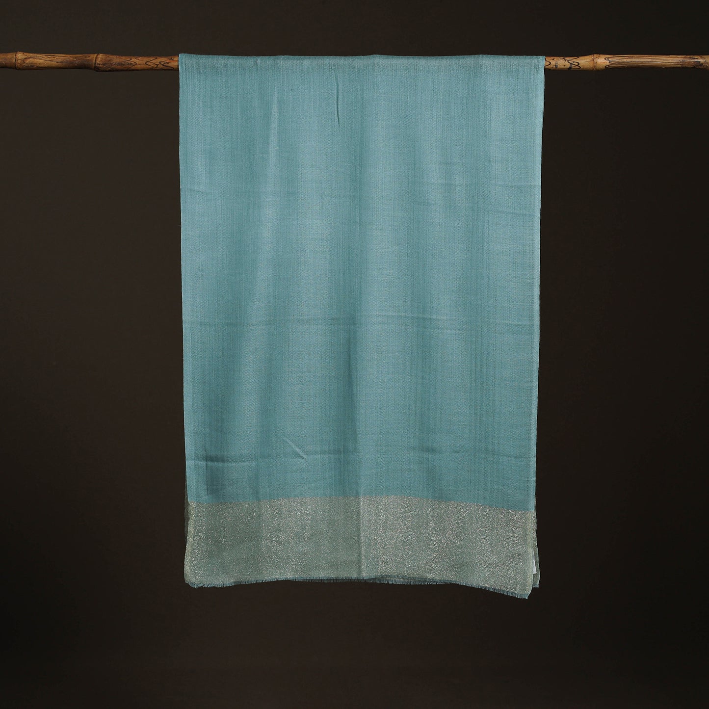 Plain Diamond Weave Fine Wool Zari Border Stole for Women 81