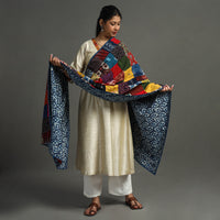 Multicolor - Indigo Reversible Patchwork Cotton Dupatta 06