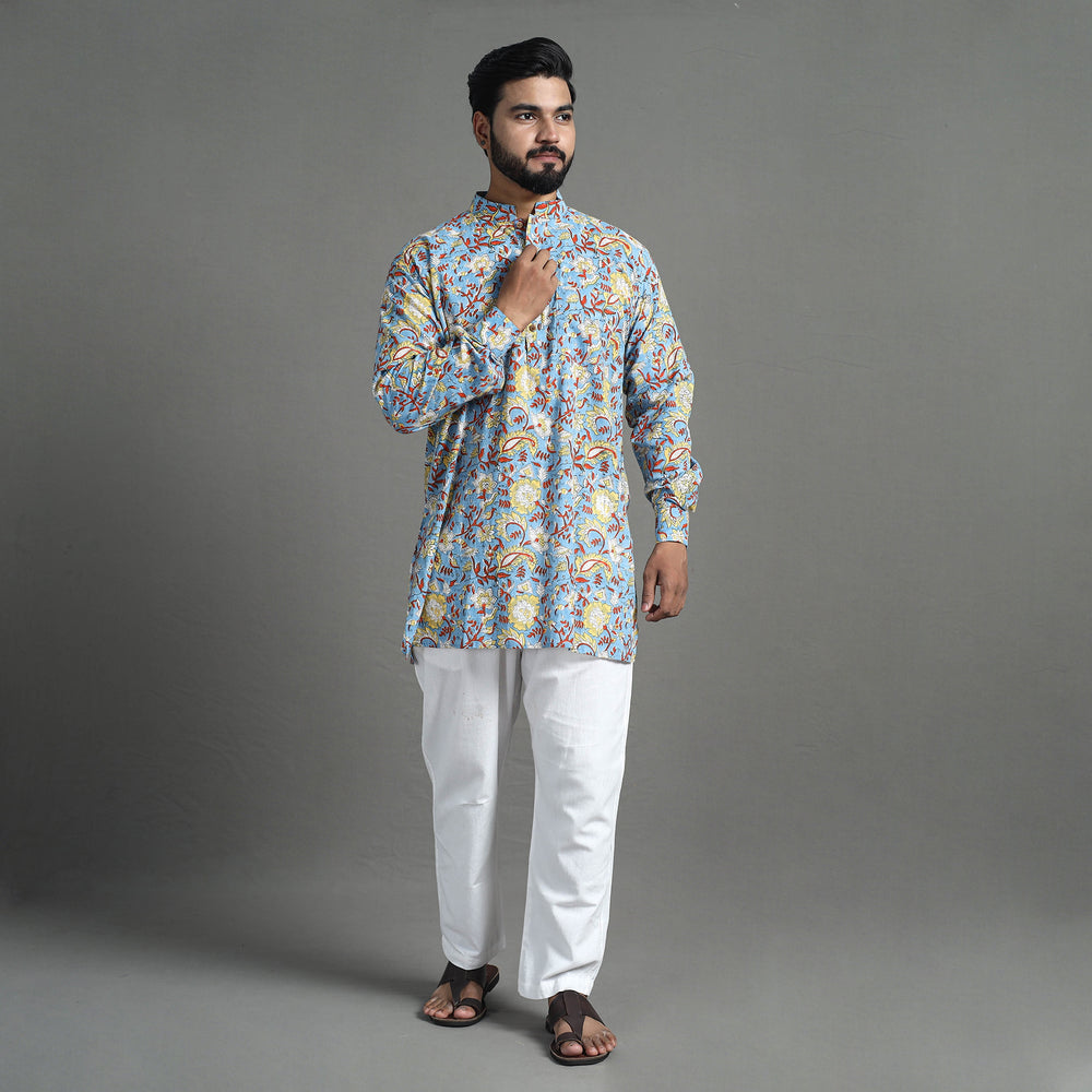 Block Print Cotton Sanganeri Kurta for Men (Short) 16