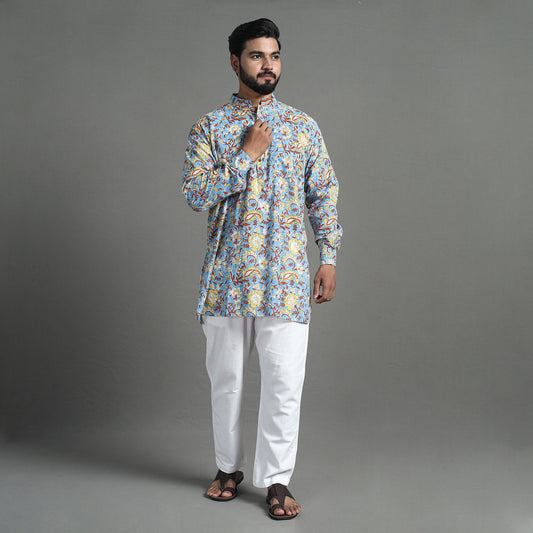 Block Print Cotton Sanganeri Kurta for Men (Short) 16