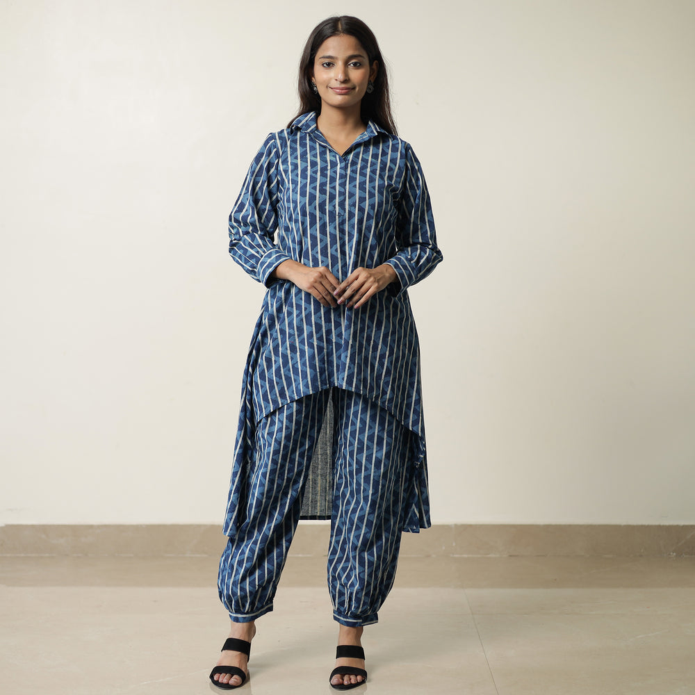 Blue - Indigo Hand Block Printed Cotton Co-Ord Set 16