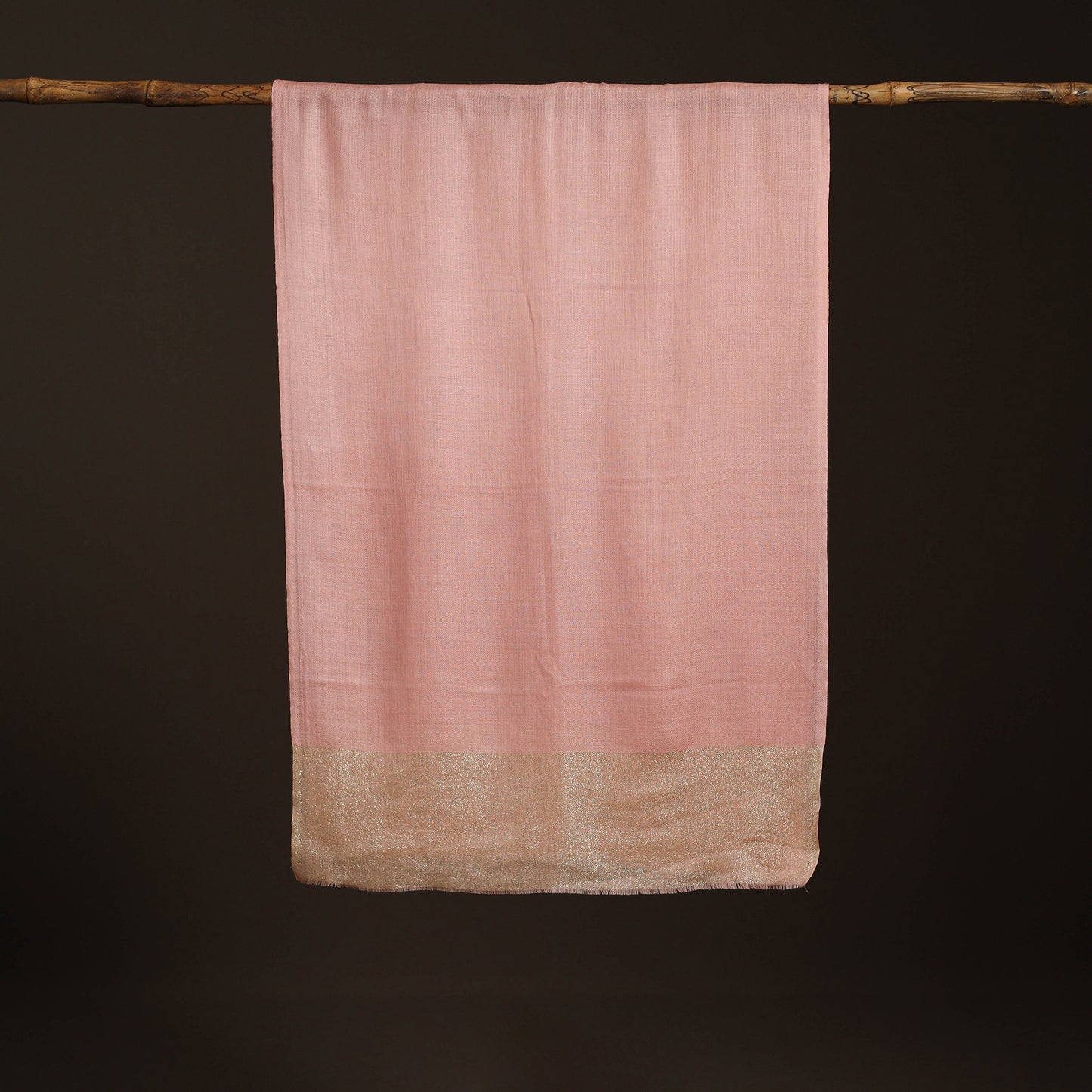 Plain Diamond Weave Fine Wool Zari Border Stole for Women 80