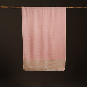 Plain Diamond Weave Fine Wool Zari Border Stole for Women 80