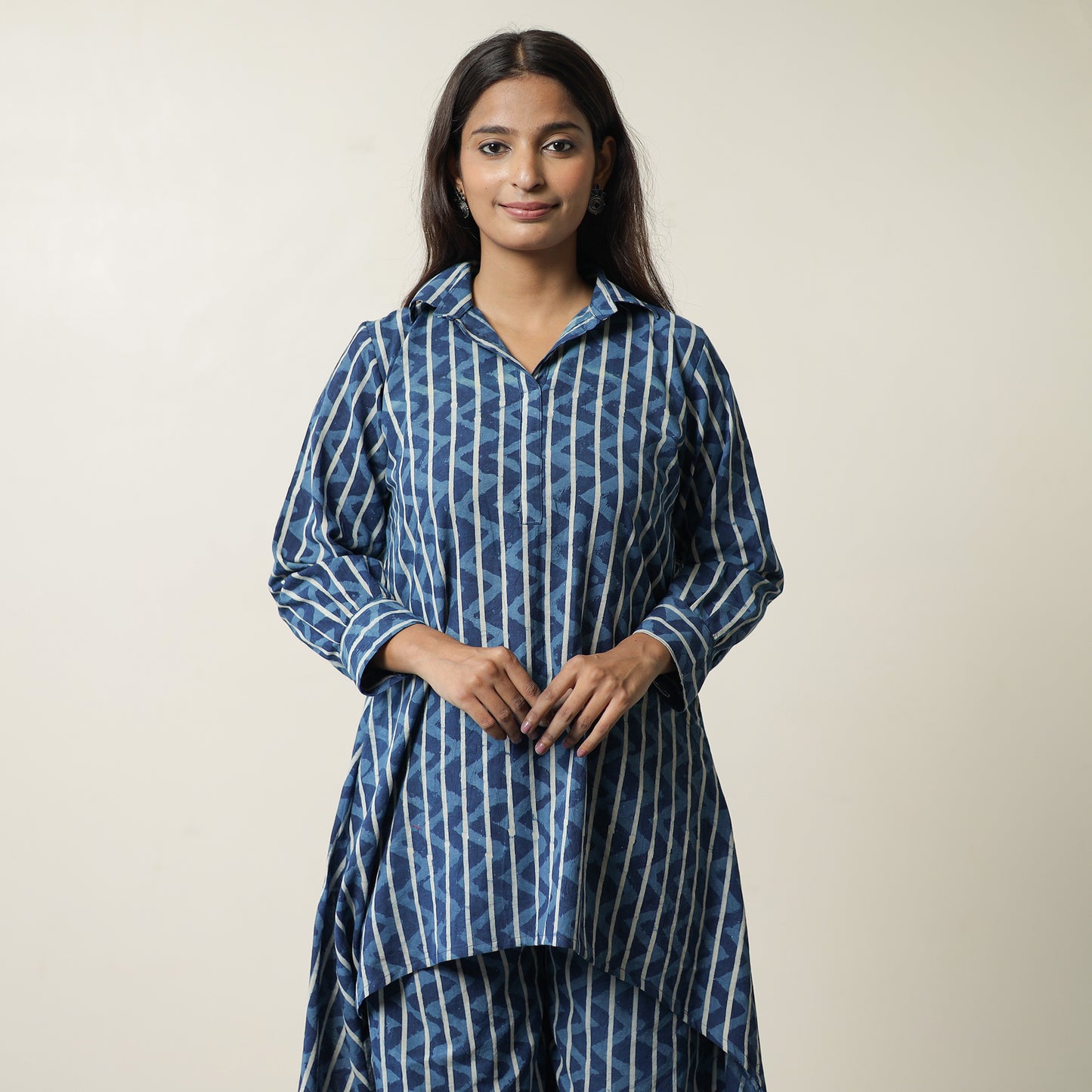 Blue - Indigo Hand Block Printed Cotton Co-Ord Set 16