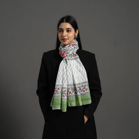 Multicolor - pure wool sanganeri stole 30 - handcrafted