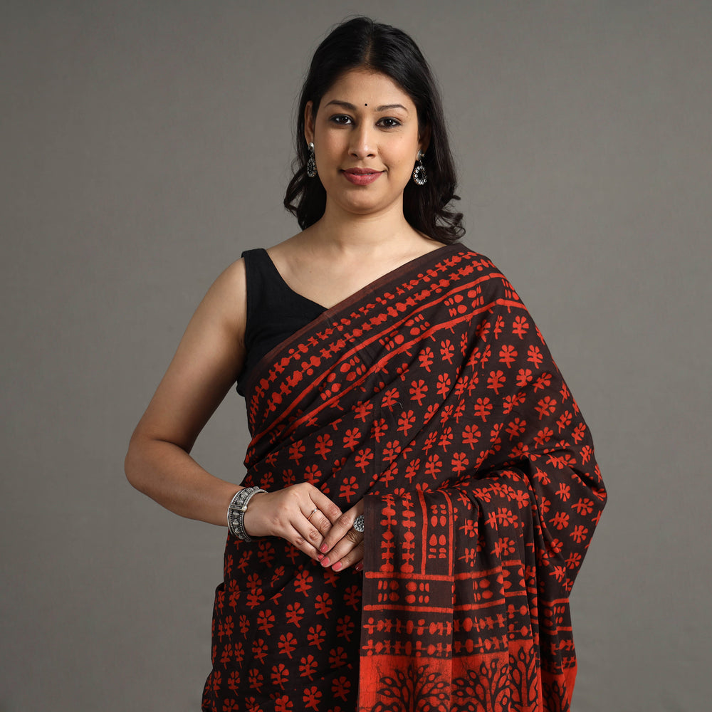 block printed saree