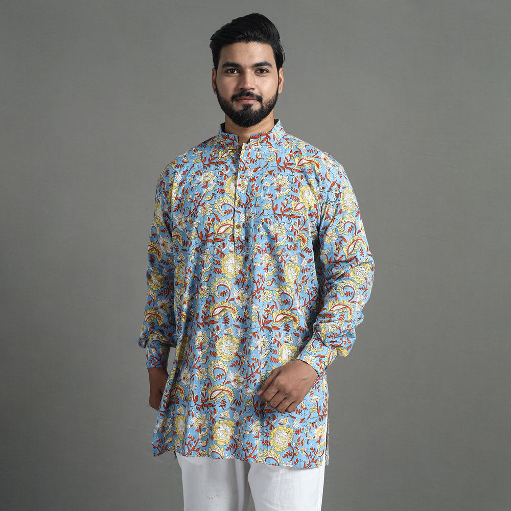 Block Print Cotton Sanganeri Kurta for Men (Short) 16