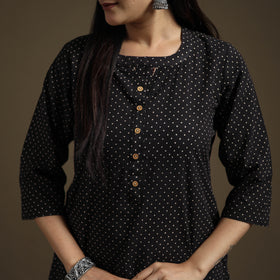 Hand Block Print Cotton Straight Long Ajrakh Kurta for Women 08