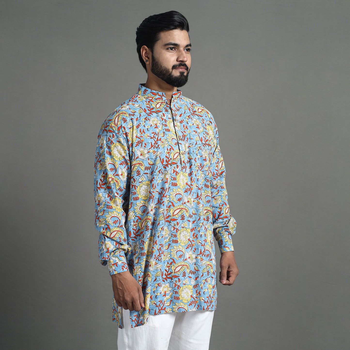 Block Print Cotton Sanganeri Kurta for Men (Short) 16