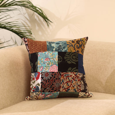 Buy Multicolor Handcrafted Cotton Patchwork Cushion Cover