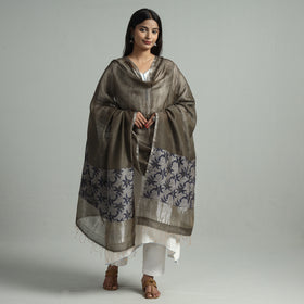 Brown - bengal jamdani handloom katan silk dupatta