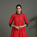 Buy Red Mercerised Cotton A-Line Pochampally Ikat Kurta for Women