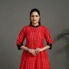 Buy Red Mercerised Cotton A-Line Pochampally Ikat Kurta for Women