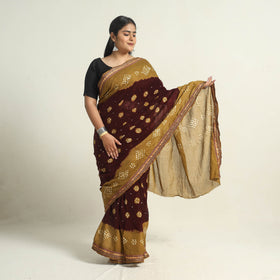 Brown Kutch Tie-Dye Bandhani Saree 