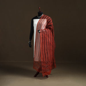 Ajrakh Vanaspati Hand Block Print Natural Dyed Kota Doria Cotton Dupatta 19