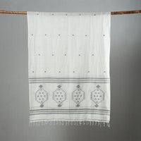 Handloom Cotton Burdwan Jamdani Stole with Tassels 01