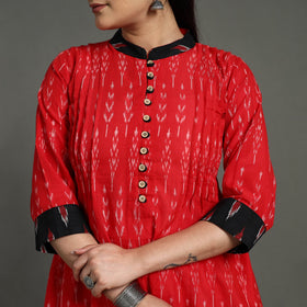Buy Red Mercerised Cotton A-Line Pochampally Ikat Kurta for Women