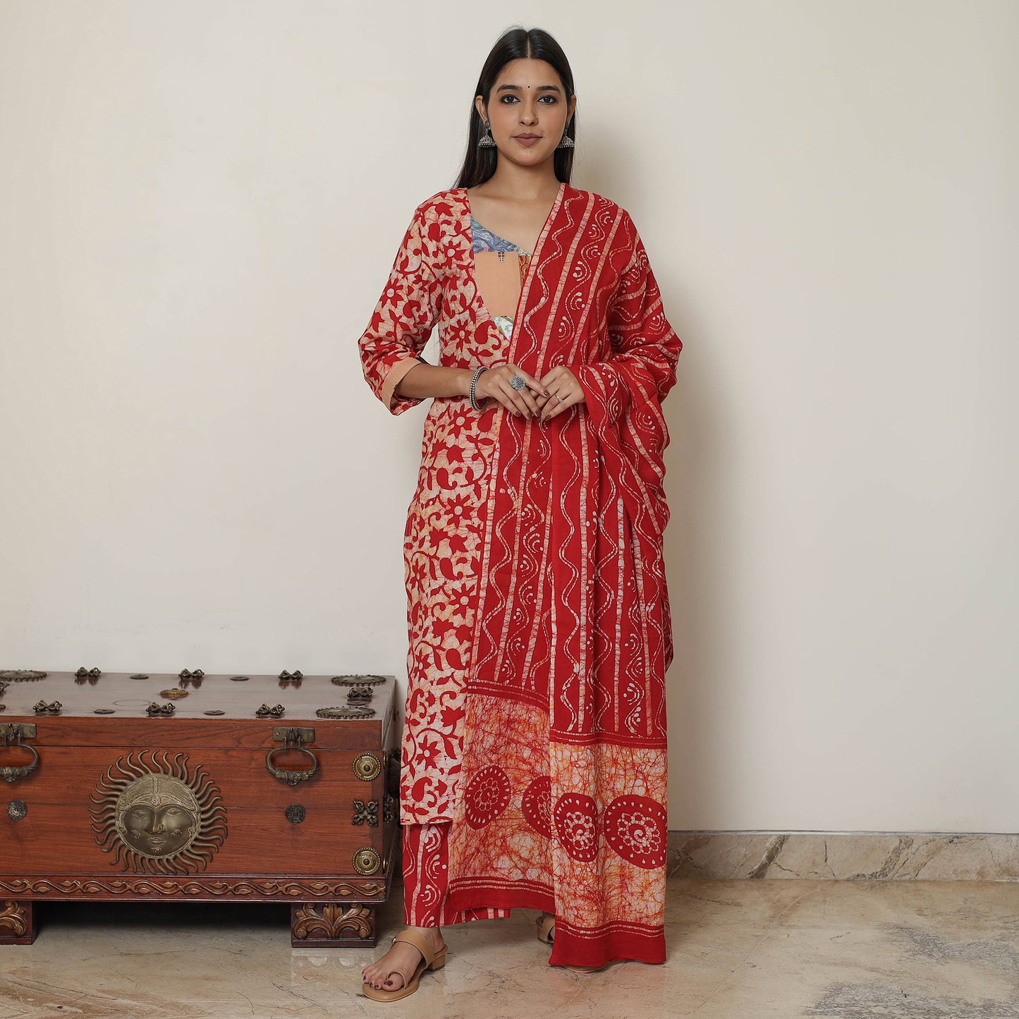 Batik Kurta with Palazzo & Dupatta Set