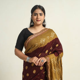 Brown Kutch Tie-Dye Bandhani Saree 