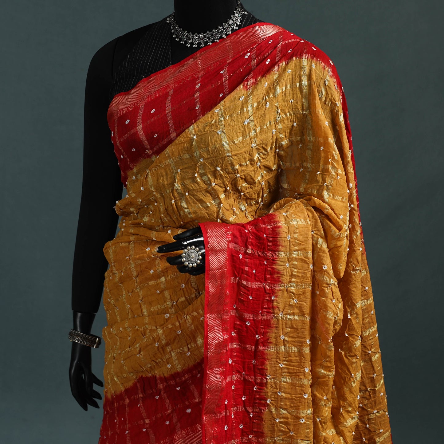 Kutch Tie-Dye Bandhani Cotton Saree with Blouse Piece 11