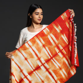 Buy Kutch Handwoven Clamp Dyed Shibori Silk x Wool Stole with Tassels Online at iTokri.com