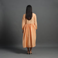 Orange - Kashish Peach Plain Flared Woolen Dress 05