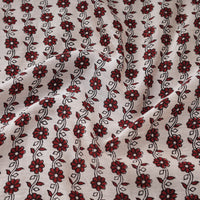 Beige - Chanderi Silk Bagh Print Fabric 01