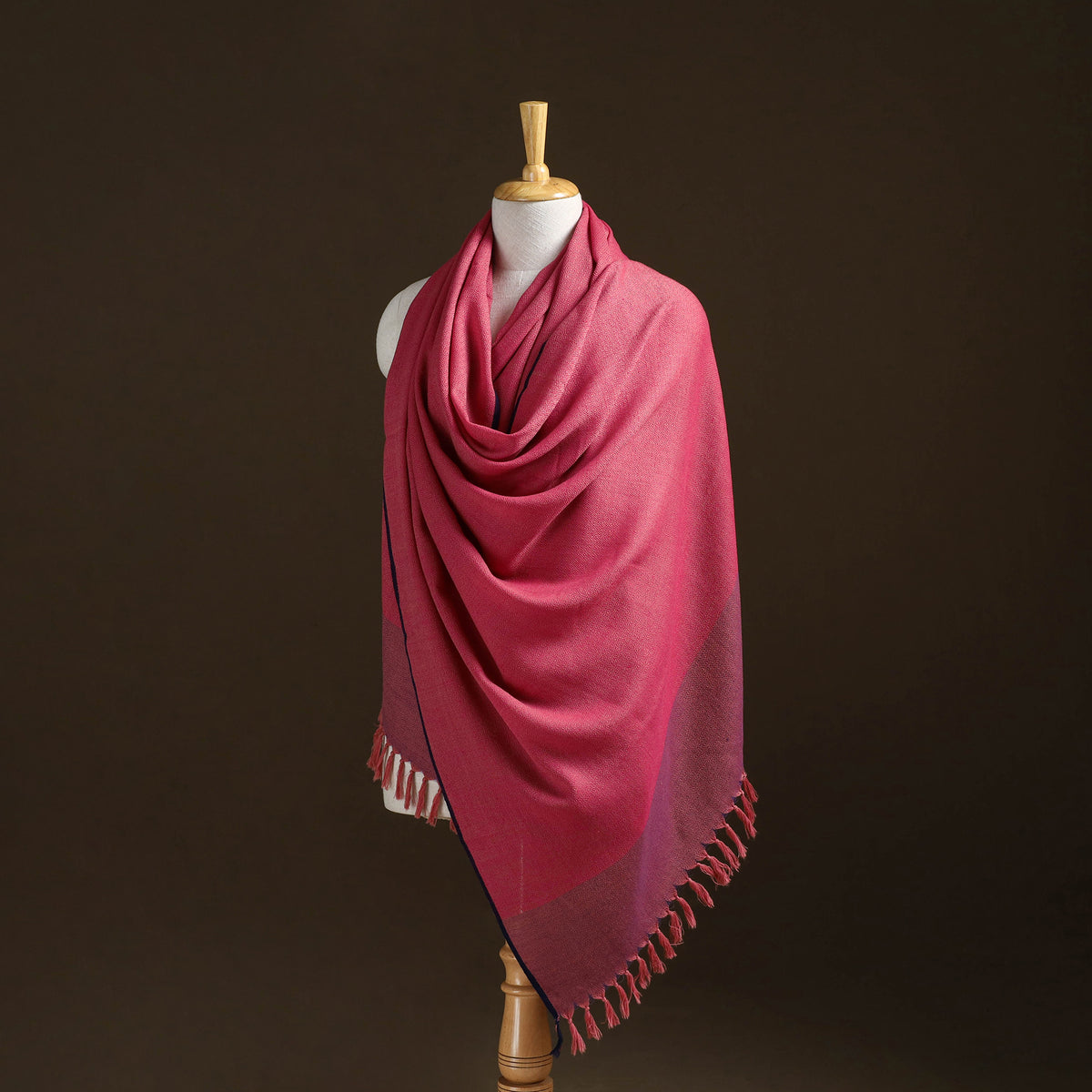 Pink - Kumaun Handwoven Pure Merino Wool Shawl 04