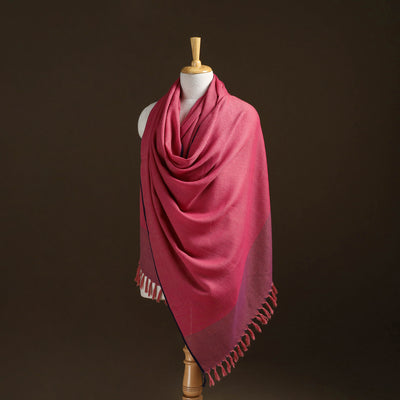 Pink - Kumaun Handwoven Pure Merino Wool Shawl 04