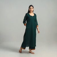 Green - Cotton Dharwad Kurta Set with Palazzo & Dupatta 01