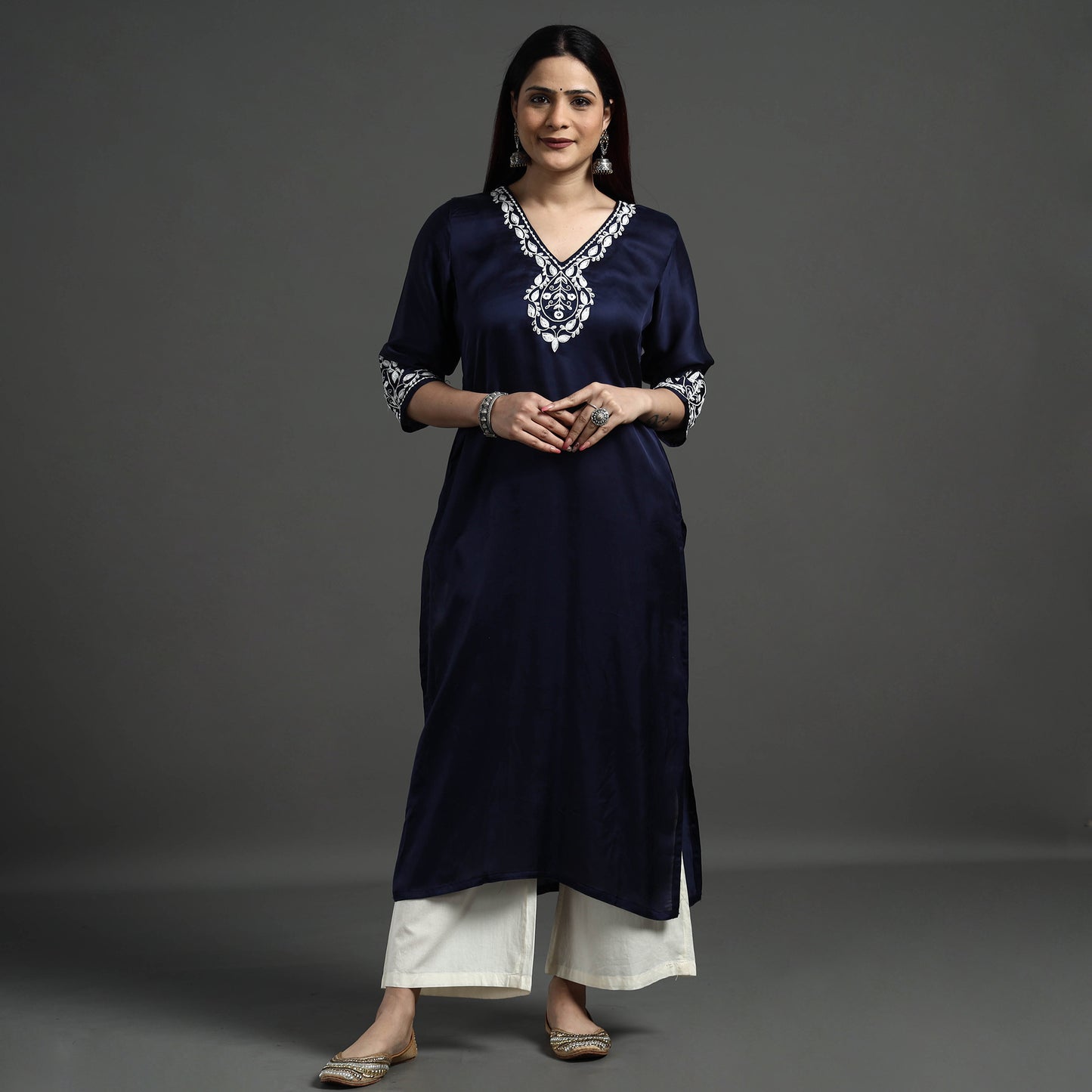 embroidery silk kurta