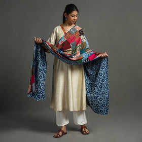 Multicolor - indigo reversible patchwork cotton dupatta 09