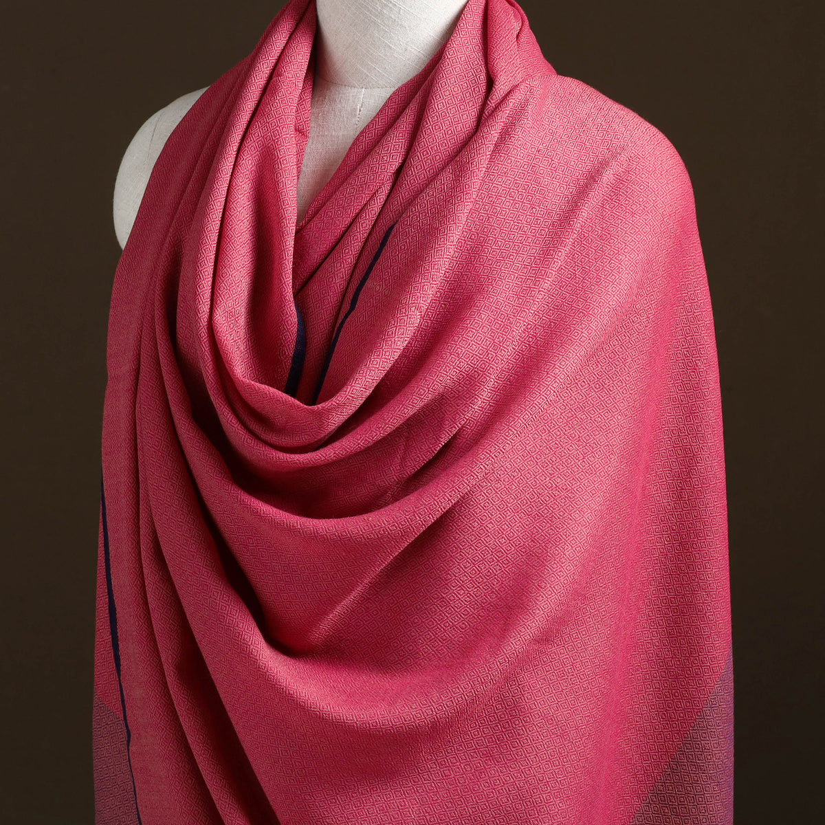 Pink - Kumaun Handwoven Pure Merino Wool Shawl 04
