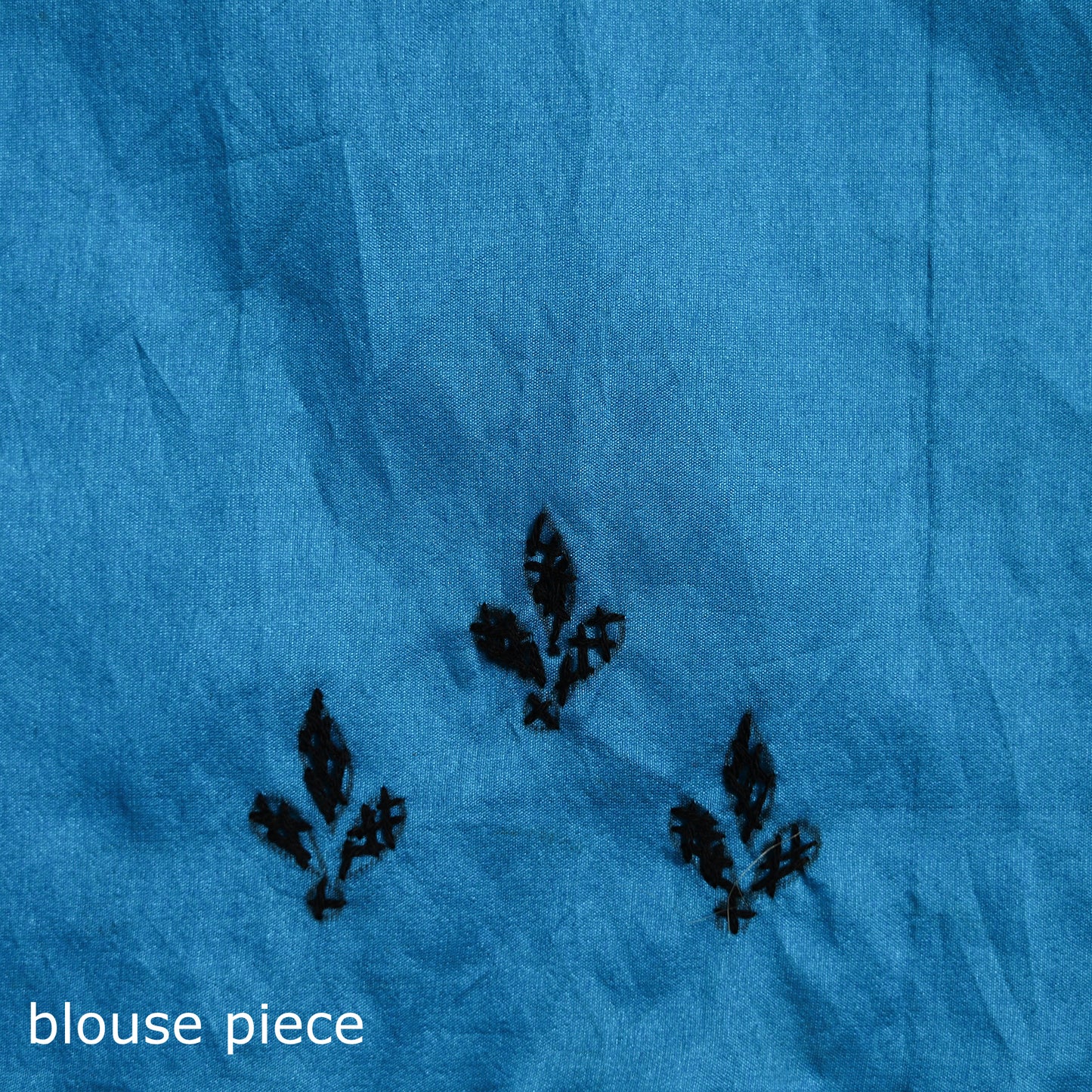 Blue - Bengal Nakshi Kantha Hand Embroidered Silk Saree 32