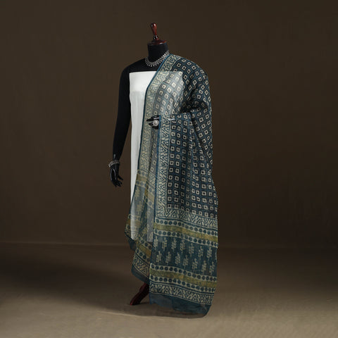 Ajrakh Vanaspati Hand Block Print Natural Dyed Kota Doria Cotton Dupatta 20