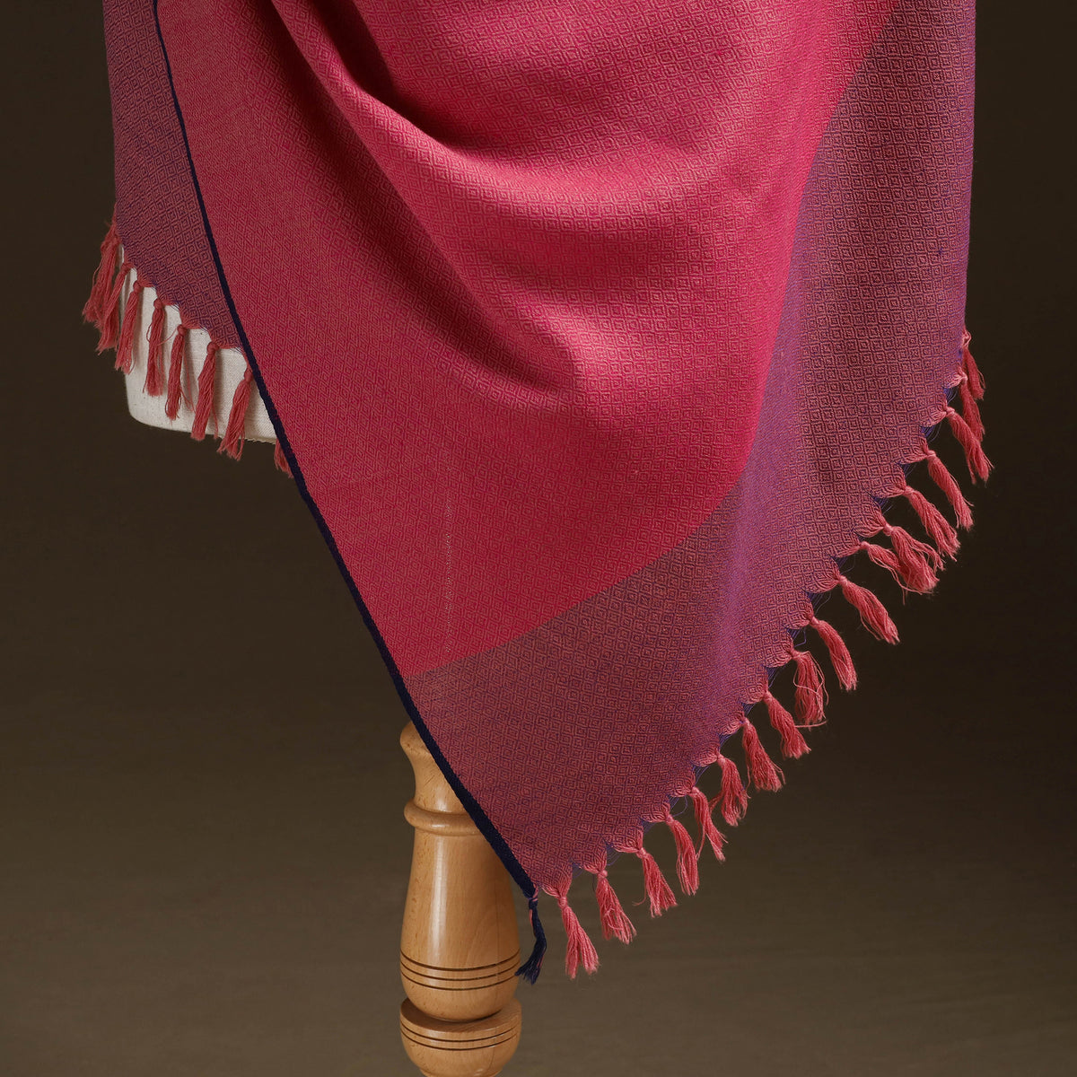 Pink - Kumaun Handwoven Pure Merino Wool Shawl 04