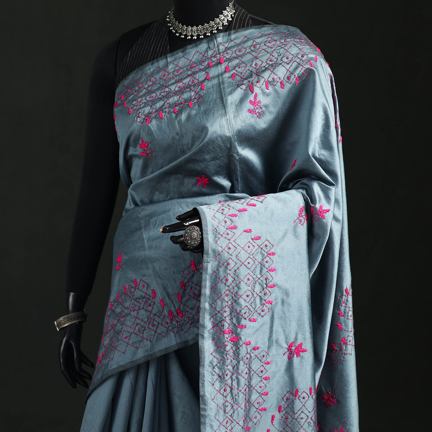 Hand Embroidered Silk Saree 69