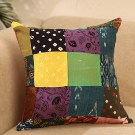 Buy Multicolor Handcrafted Cotton Patchwork Cushion Cover