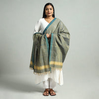 Green - Godavari Jamdani Buti Handloom Handspun Cotton Dupatta with Tassels 14